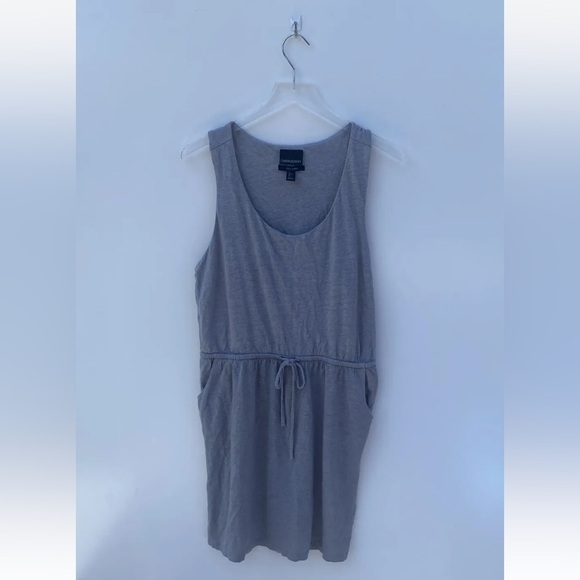 Cynthia Rowley Gray Linen Tie Waist Tank Dress Pockets Womens Size Large (638) - Picture 2 of 6